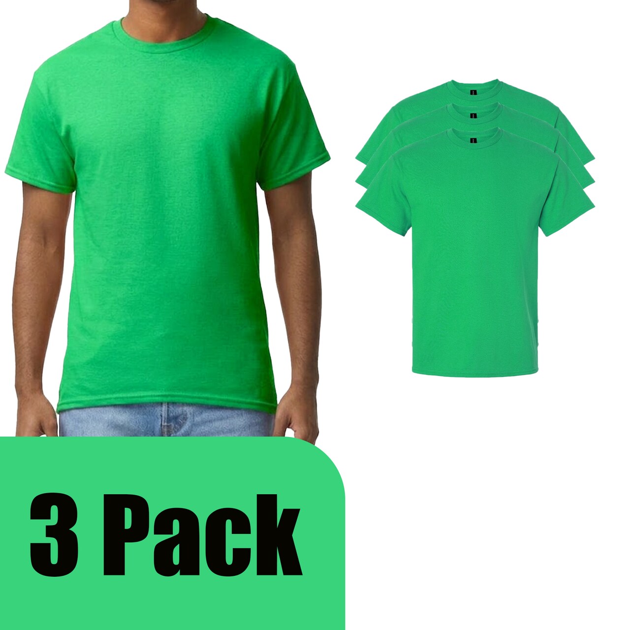 Gildan Ultra Cotton Crewneck T-Shirt Craft Bundle, Irish Green Short Sleeve Blanks for Unisex